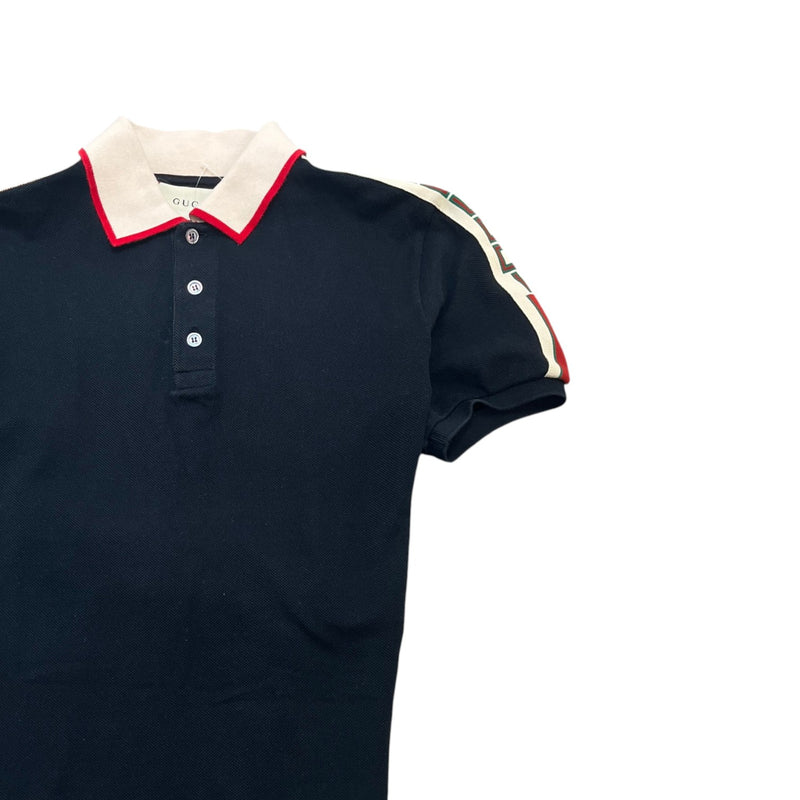Men's Tape Logo Polo Shirt Black Size M