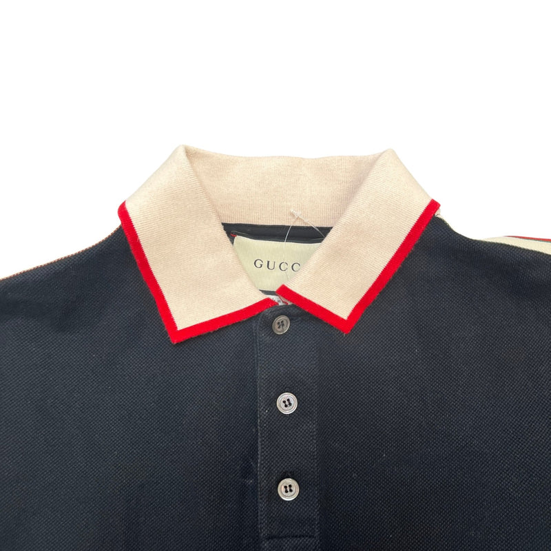 Men's Tape Logo Polo Shirt Black Size M