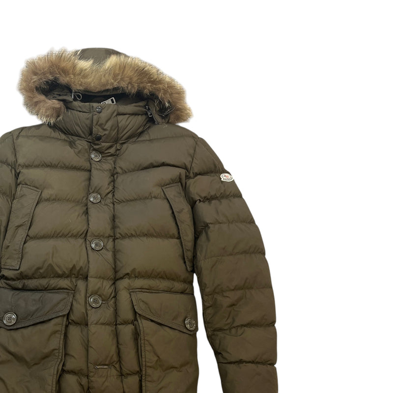 Moncler Men's Cluny Down Jacket Khaki Size 6 / 3XL