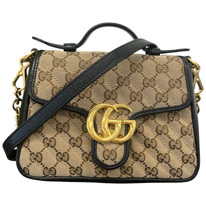Women's GG Marmont Diagonal Matelassé Mini Top Handle Handbag Beige