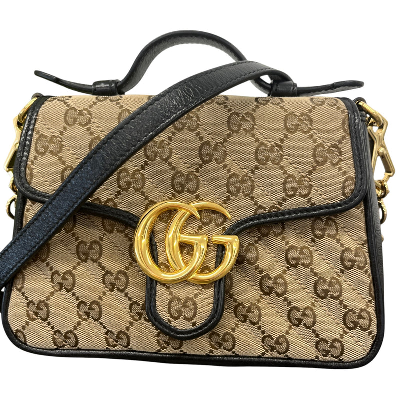 Women's GG Marmont Diagonal Matelassé Mini Top Handle Handbag Beige