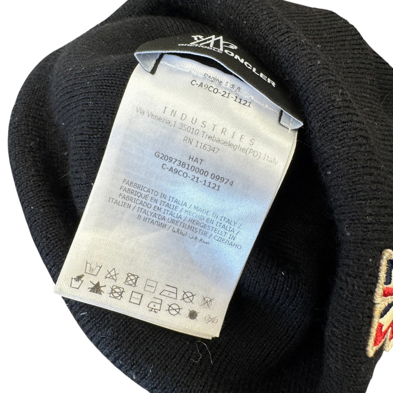 Men's Grenoble Logo Patch Beanie Hat Black