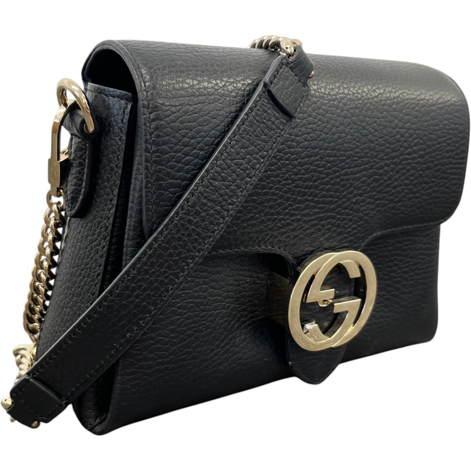 Women's Small Interlocking Calf Leather Bag Black - Photo 4