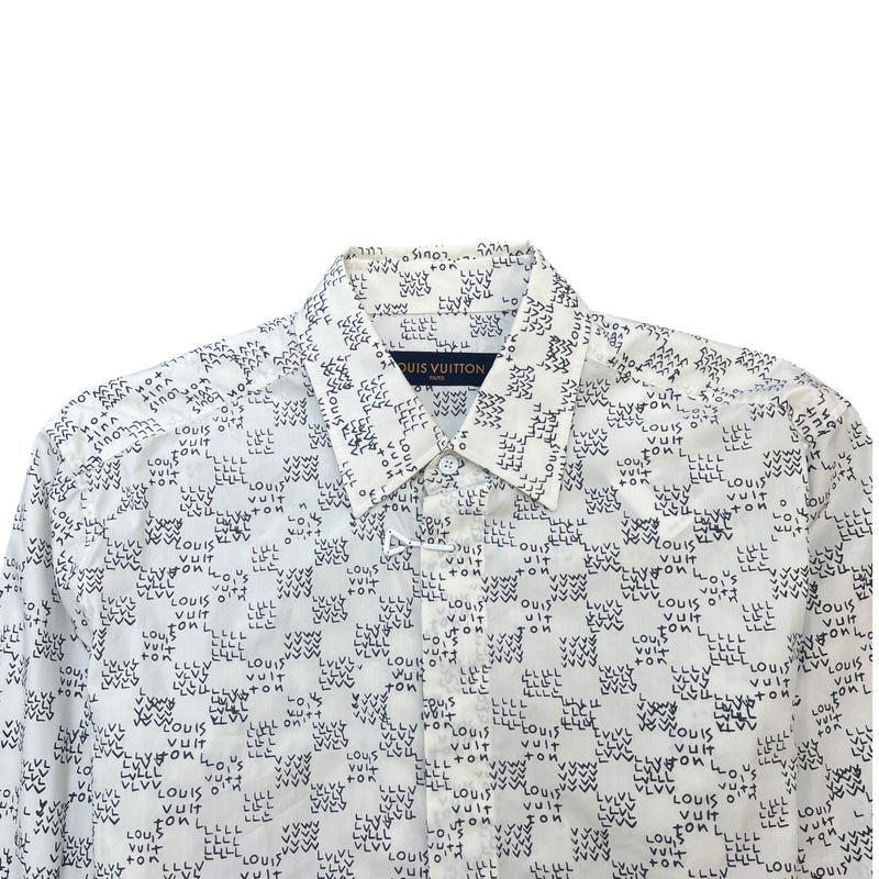 Men's Lv Gradient Long Sleeve Shirt White Size XS