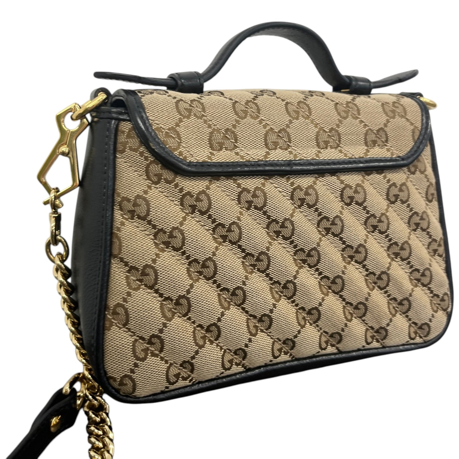 Women's GG Marmont Diagonal Matelassé Mini Top Handle Handbag Beige - Photo 8