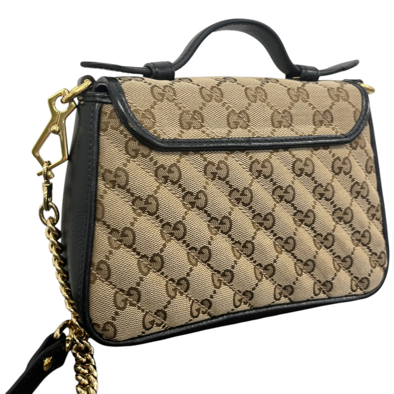Women's GG Marmont Diagonal Matelassé Mini Top Handle Handbag Beige