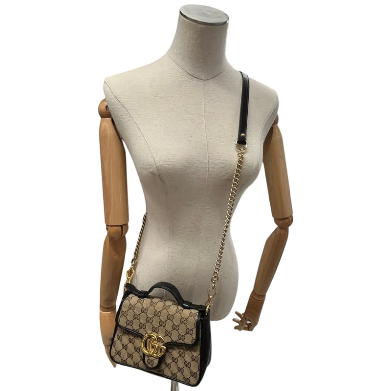 Women's GG Marmont Diagonal Matelassé Mini Top Handle Handbag Beige