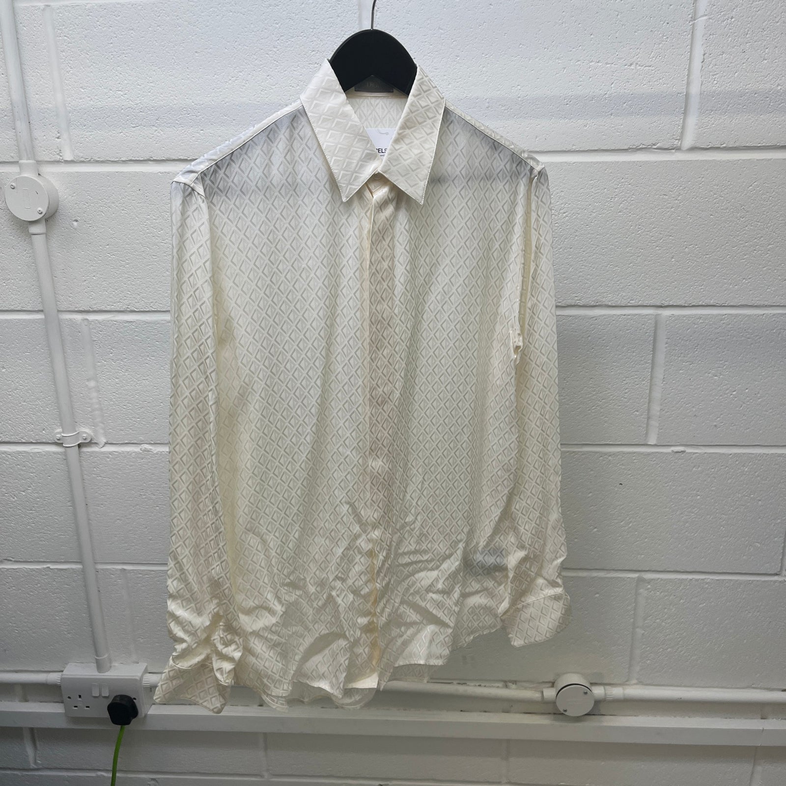Men's Cd Diamond Long Sleeve Shirt Cream Size XS - Photo 7