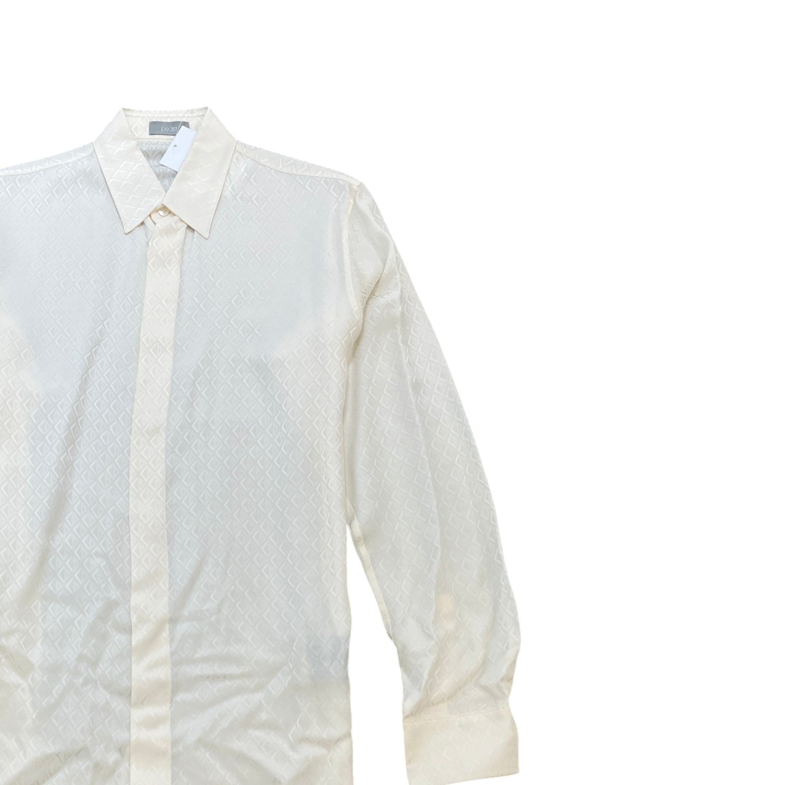 Men's Cd Diamond Long Sleeve Shirt Cream Size XS - Photo 3