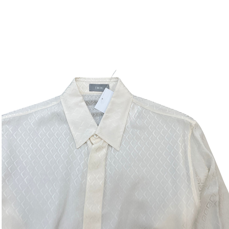 Men's Cd Diamond Long Sleeve Shirt Cream Size XS