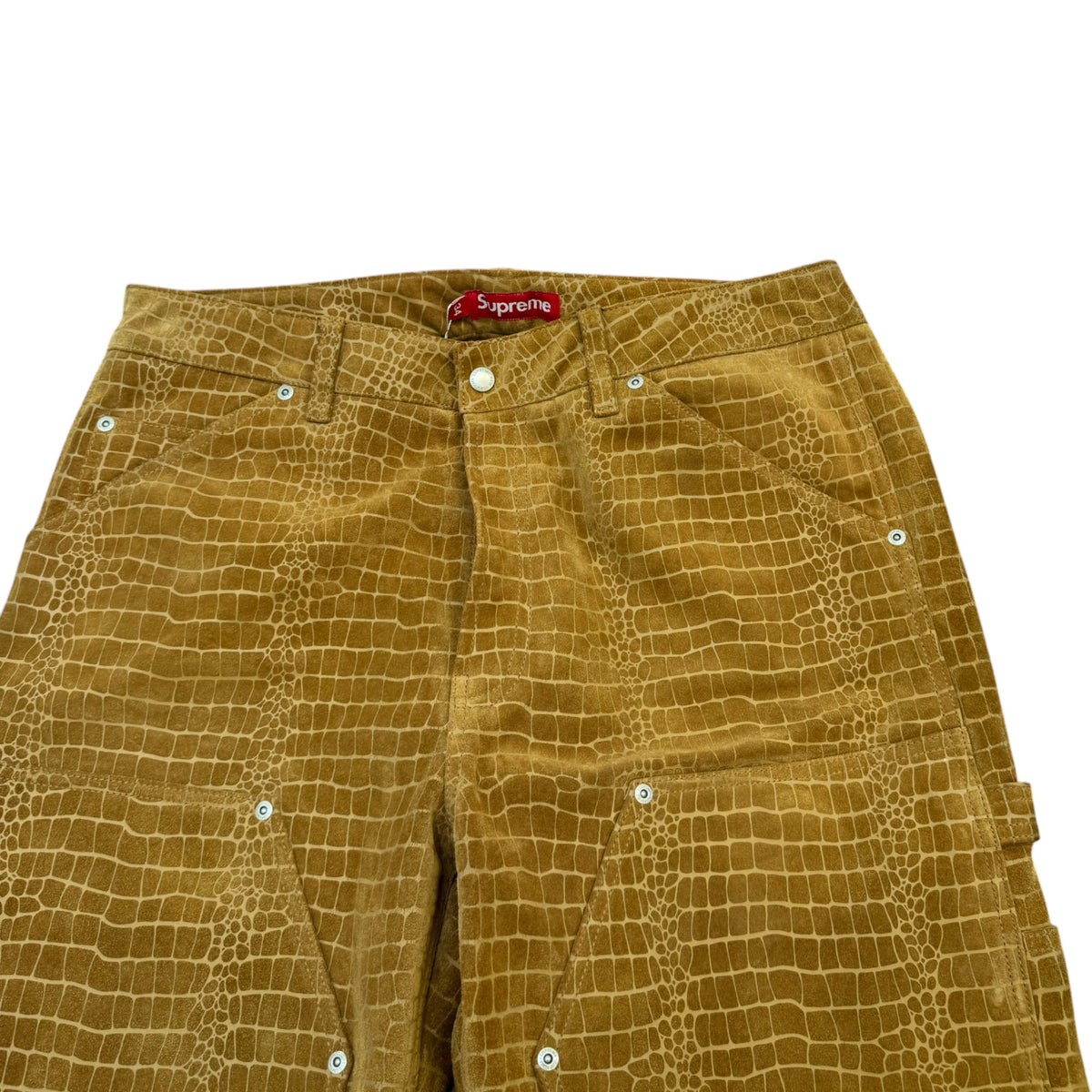 Men's Suede Double Knee Painter Croc Trousers Tan Size L / W34 - Photo 3