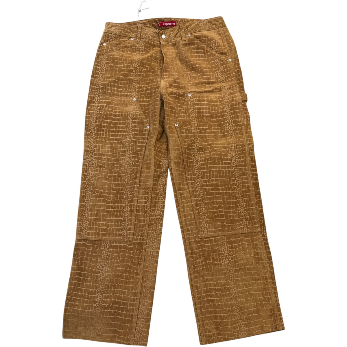 Men's Suede Double Knee Painter Croc Trousers Tan Size L / W34 - Photo 1