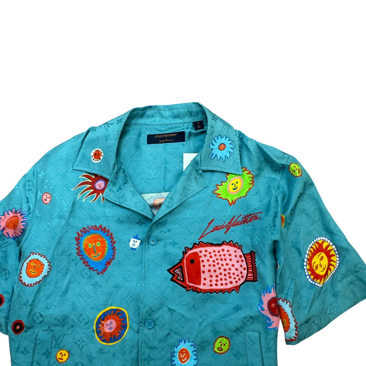 Men's X Yayoi Kusama Short Sleeve Shirt Blue Size M - Photo 5