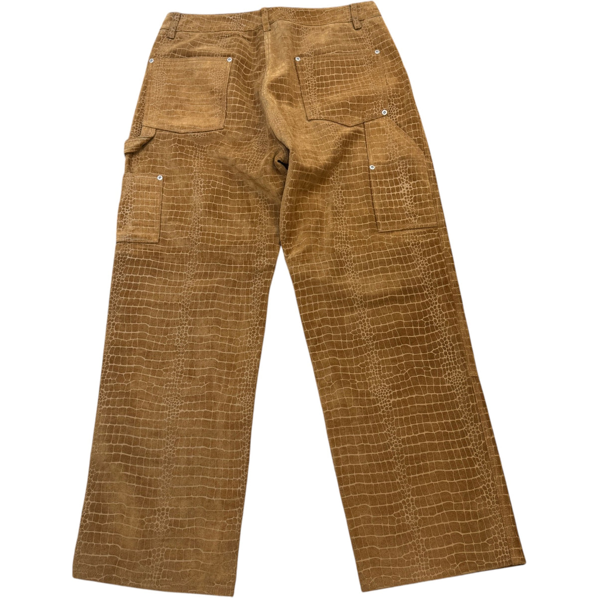 Men's Suede Double Knee Painter Croc Trousers Tan Size L / W34 - Photo 2