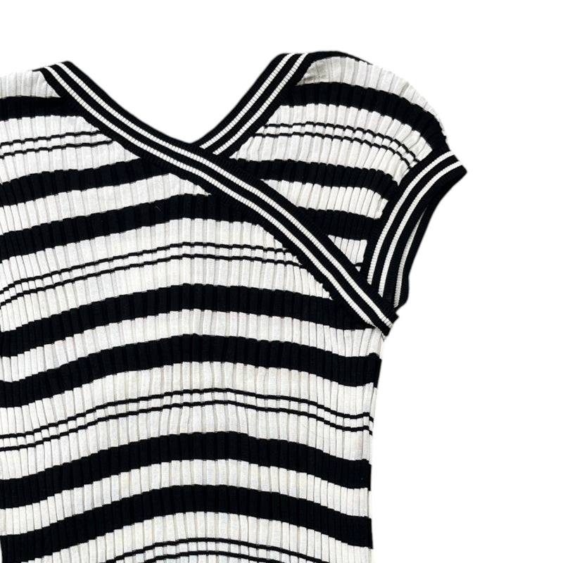 Women's Striped Logo Ribbed Knit Tank Vest White Size XS / UK 6
