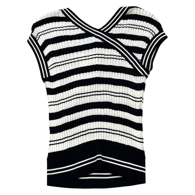 Women's Striped Logo Ribbed Knit Tank Vest White Size XS / UK 6