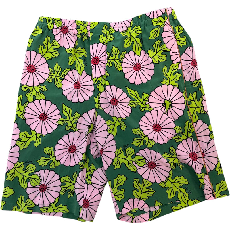 Men's X Ken Scott Floral Print Shorts Green Size M / W32