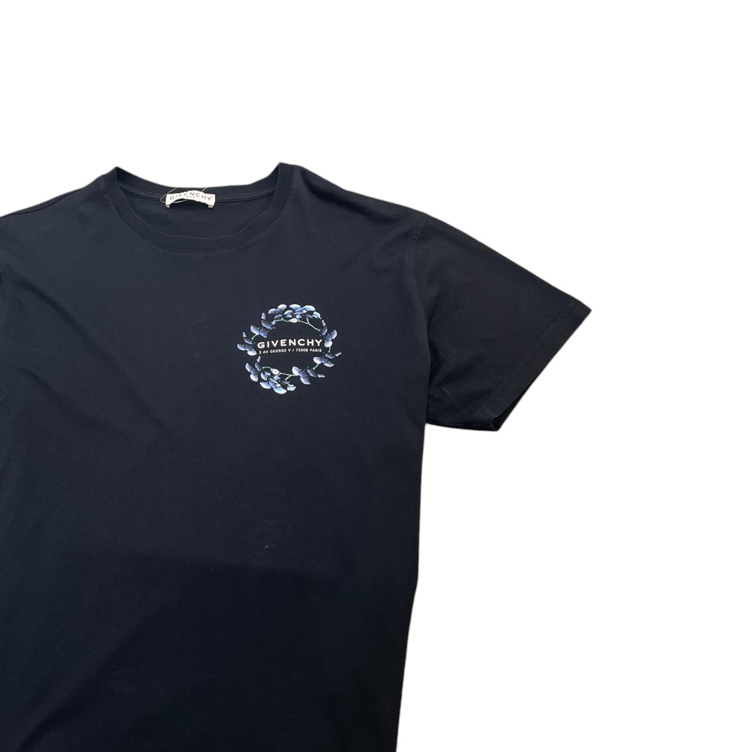 Men's Floral Wreath Logo T-Shirt Black Size L - Photo 3