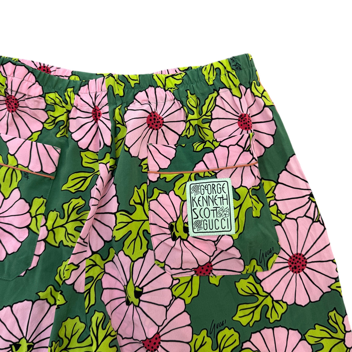 Men's X Ken Scott Floral Print Shorts Green Size M / W32 - Photo 4
