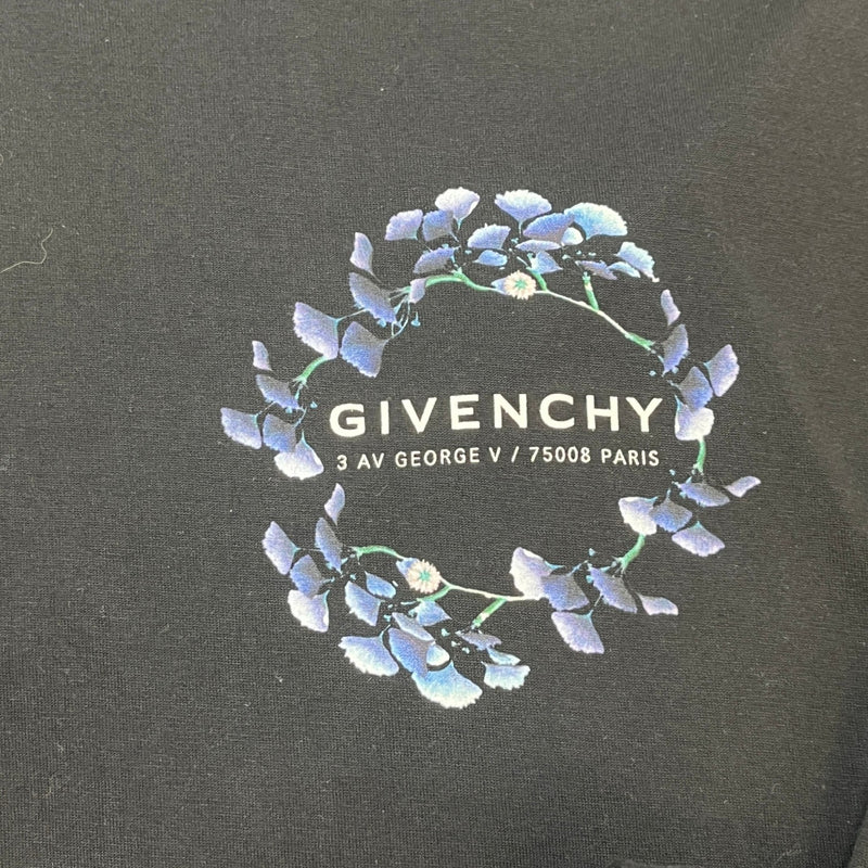 Men's Floral Wreath Logo T-Shirt Black Size L