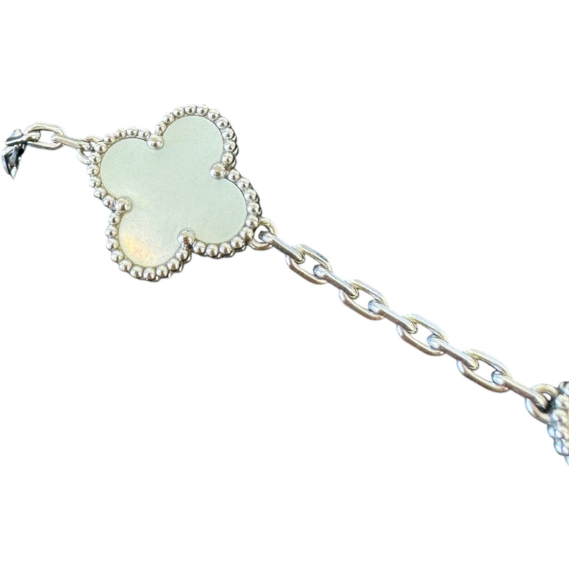 Women's White Gold Mother of Pearl 5 Motifs Vintage Alhambra Bracelet Gold