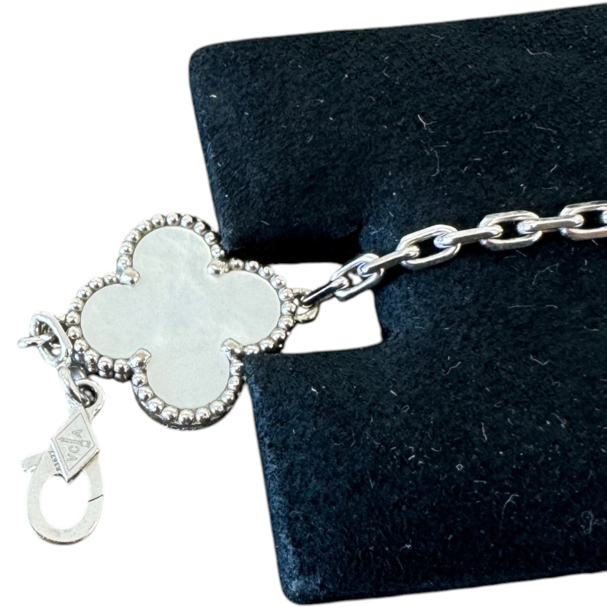 Women's White Gold Mother of Pearl 5 Motifs Vintage Alhambra Bracelet Gold - Photo 7