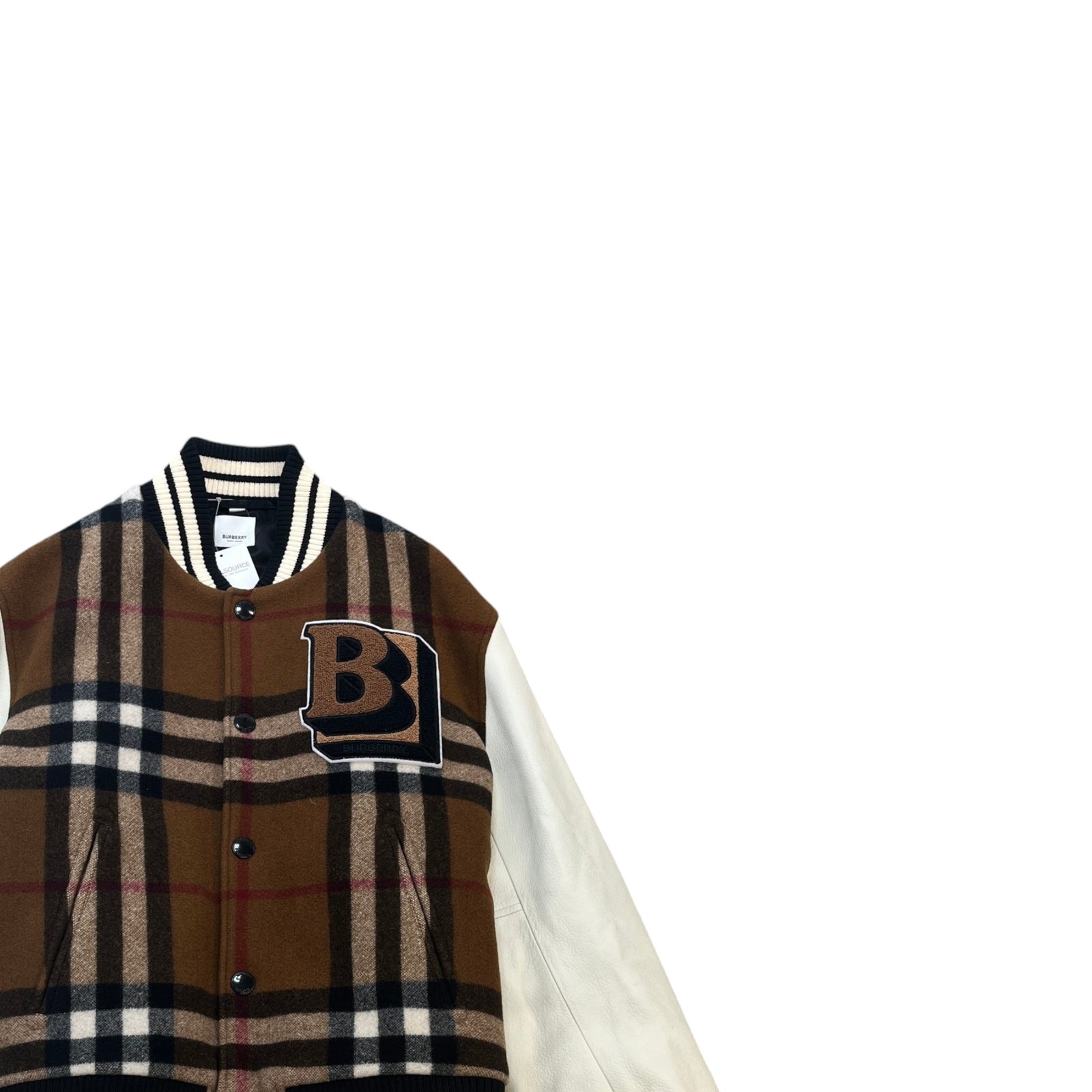 Men's Check Print Varsity Jacket Brown Size IT 48 / M - Photo 3
