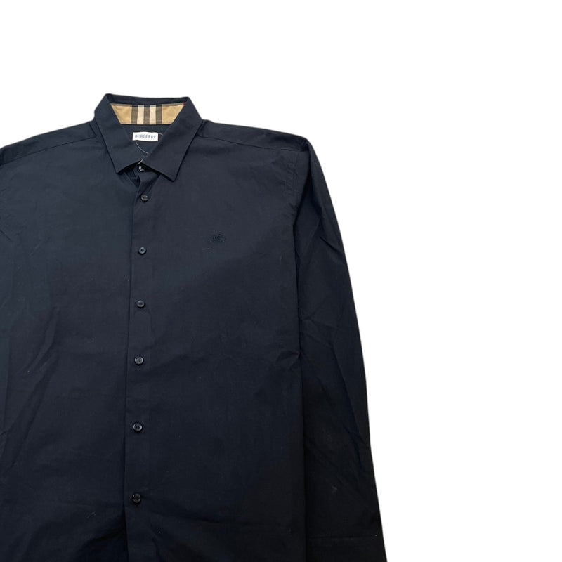 Men's Embroidered Logo Long Sleeve Shirt Black Size XXL