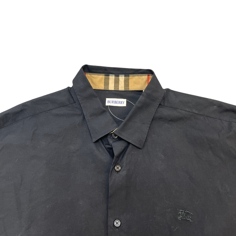 Men's Embroidered Logo Long Sleeve Shirt Black Size XXL