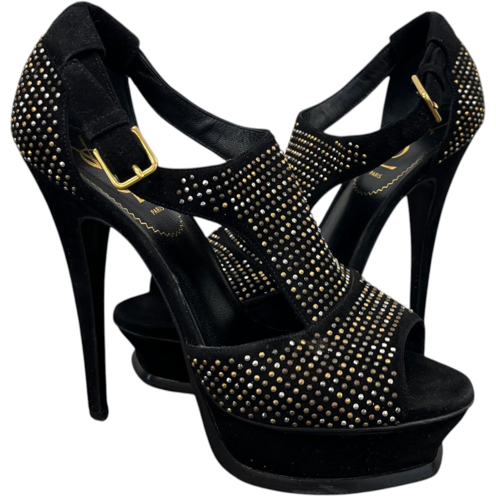 Women's Studded Tribute Platform Heels Black Size EU 38 / UK 5 - Photo 3