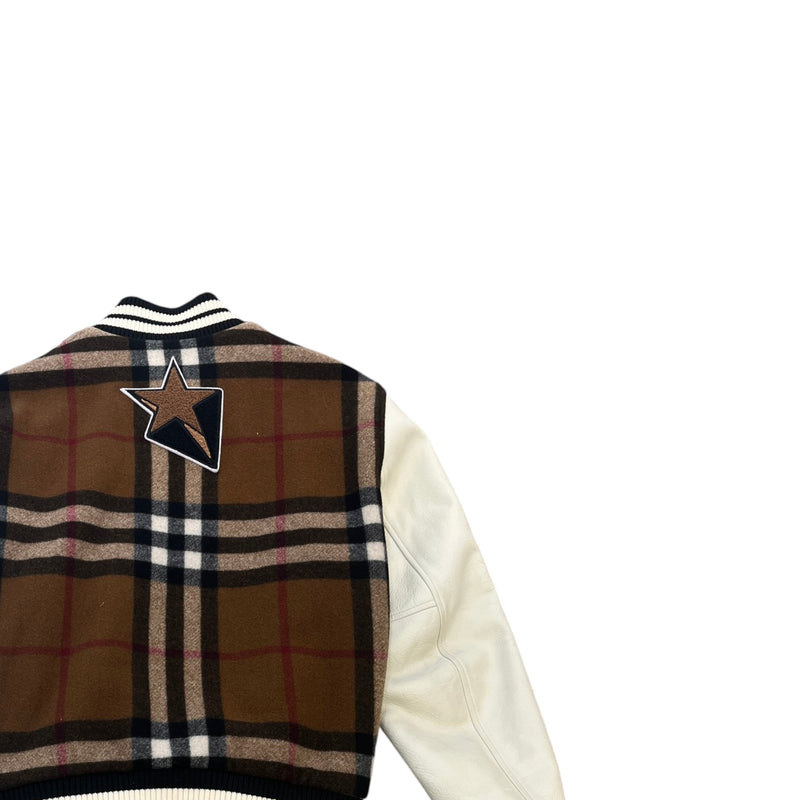 Men's Check Print Varsity Jacket Brown Size IT 48 / M