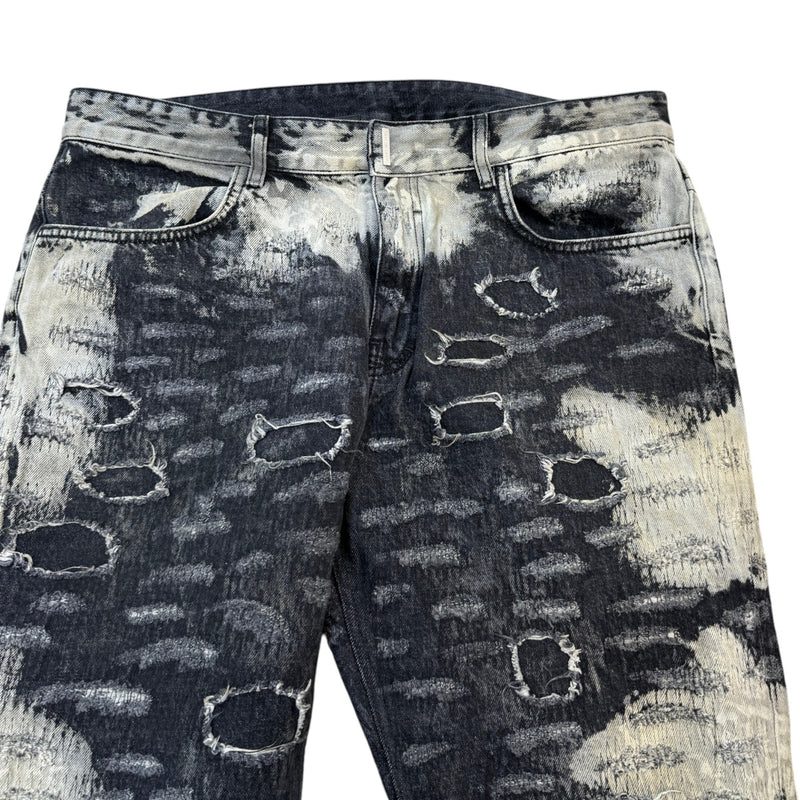 Men's Slim-Fit Distressed Bleached Jeans Grey Size L / W34