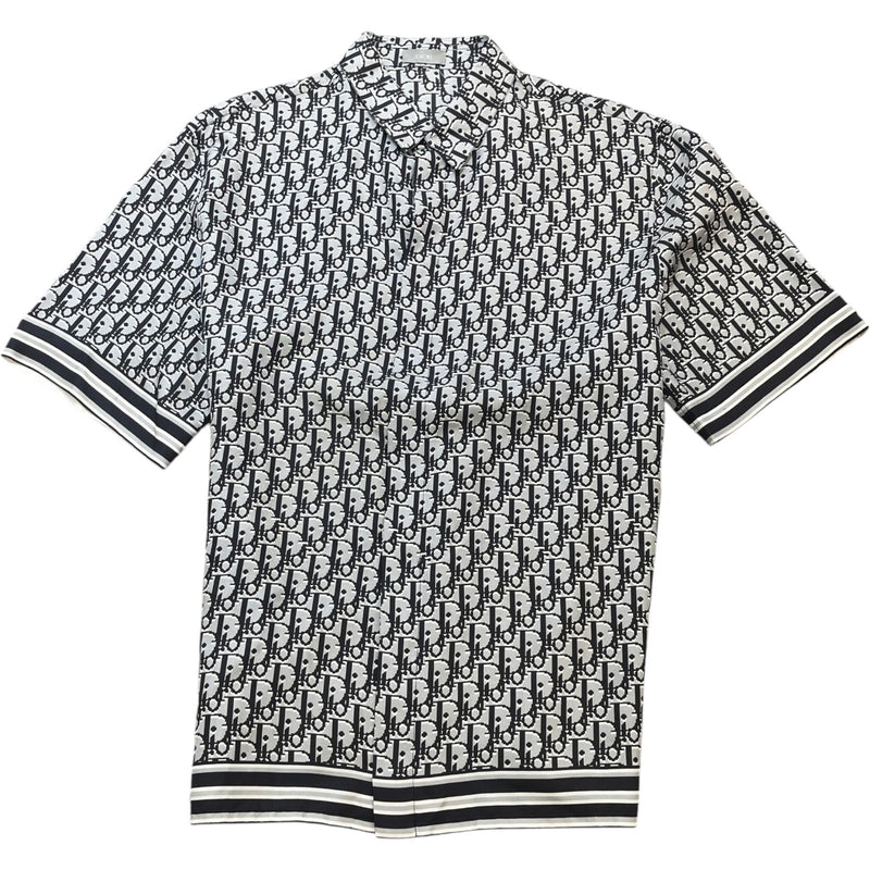 Men's Oblique Silk Short Sleeve Shirt Grey Size L