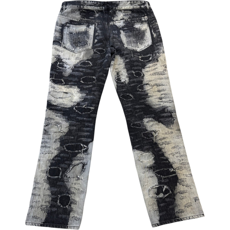Men's Slim-Fit Distressed Bleached Jeans Grey Size L / W34