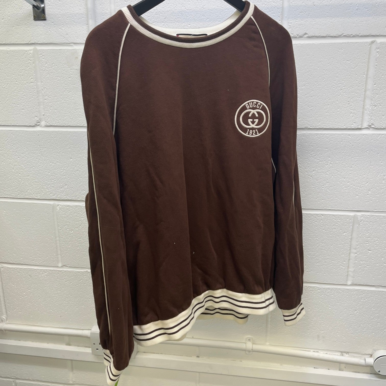 Men's Embroidered Logo Sweatshirt Brown Size XL - Photo 9