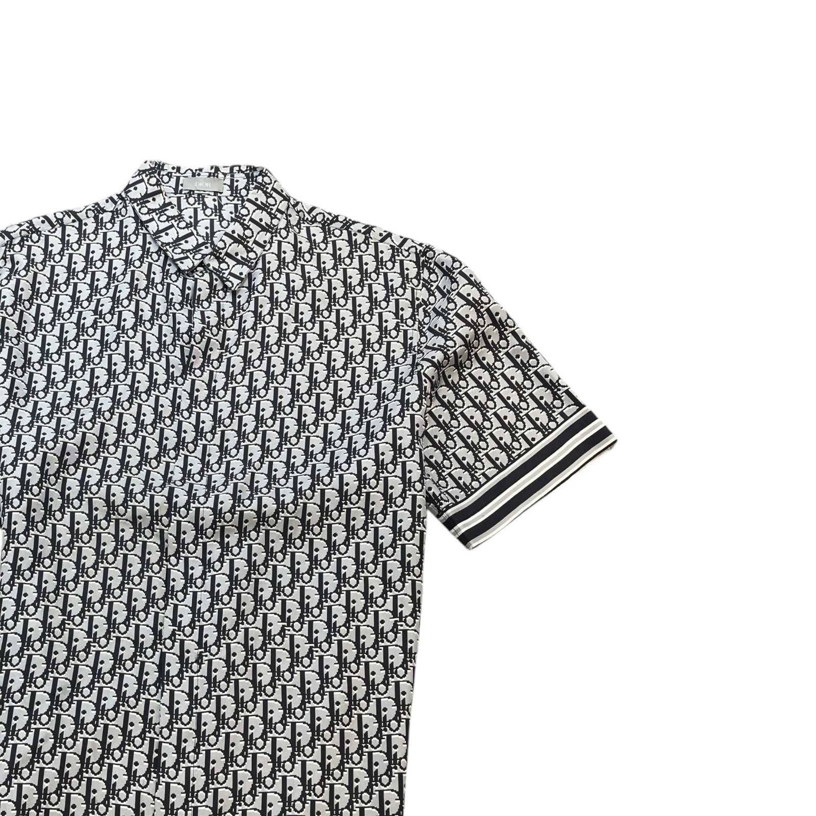 Men's Oblique Silk Short Sleeve Shirt Grey Size L - Photo 3