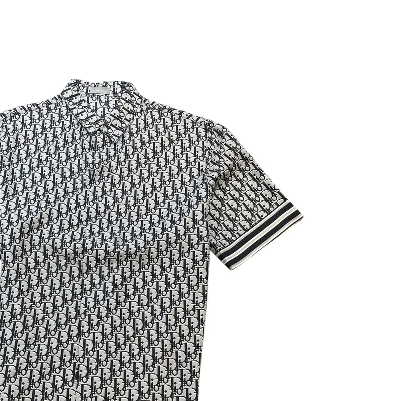 Men's Oblique Silk Short Sleeve Shirt Grey Size L