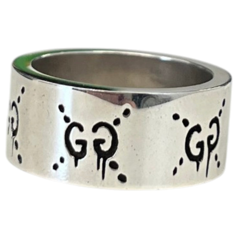 Women's Ghost Wide Ring Silver Size N