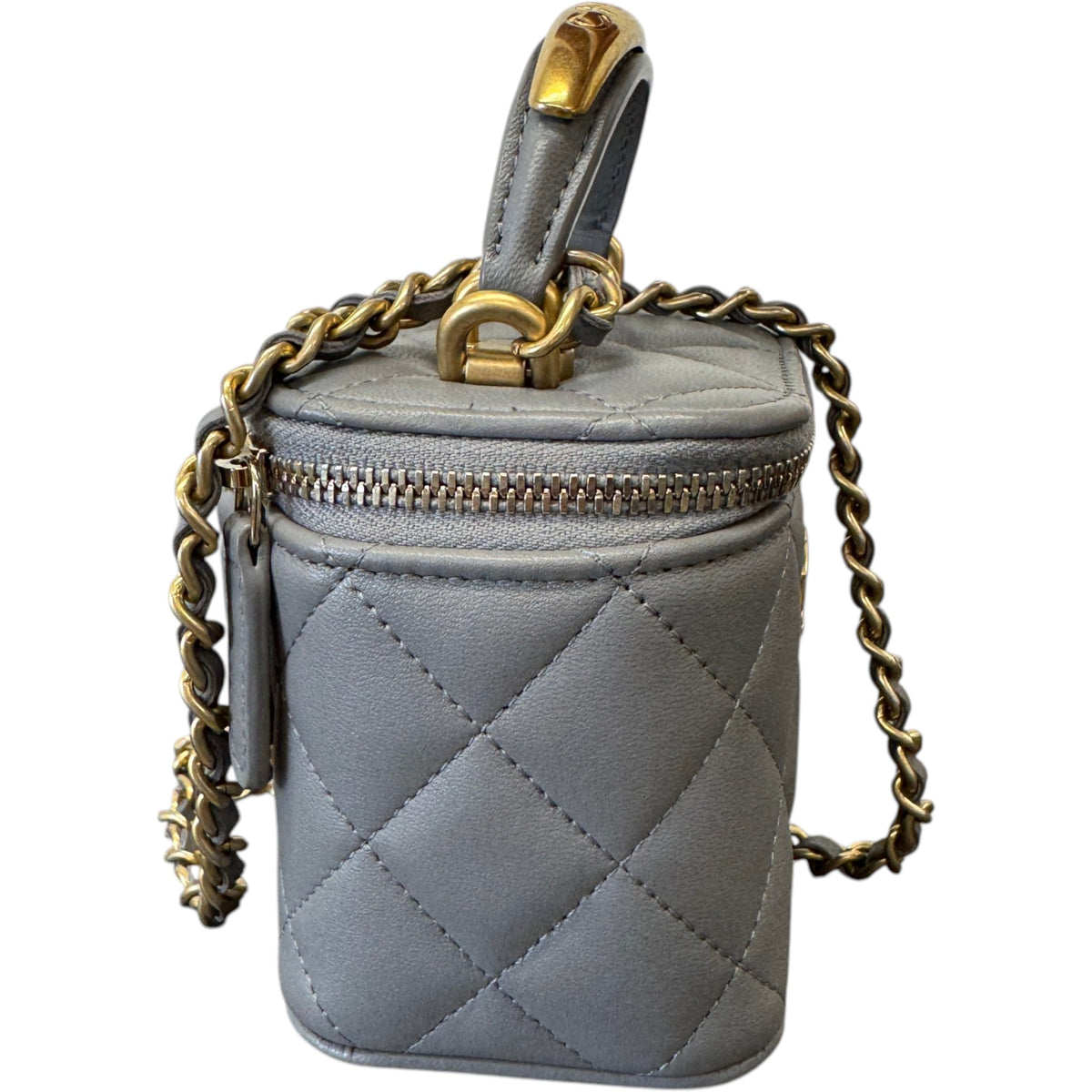 Women's Mini Metal Top Handle Vanity Handbag Grey - Photo 5