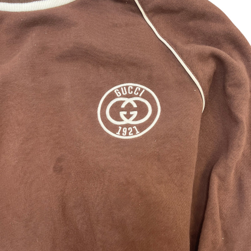 Men's Embroidered Logo Sweatshirt Brown Size XL