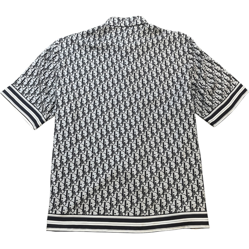 Men's Oblique Silk Short Sleeve Shirt Grey Size L