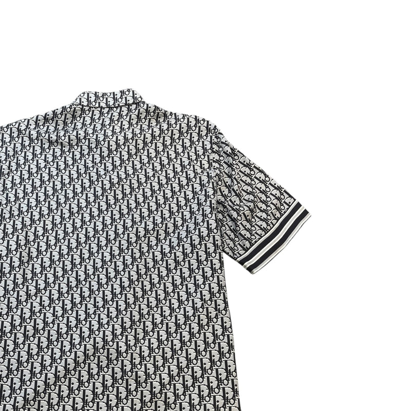 Men's Oblique Silk Short Sleeve Shirt Grey Size L