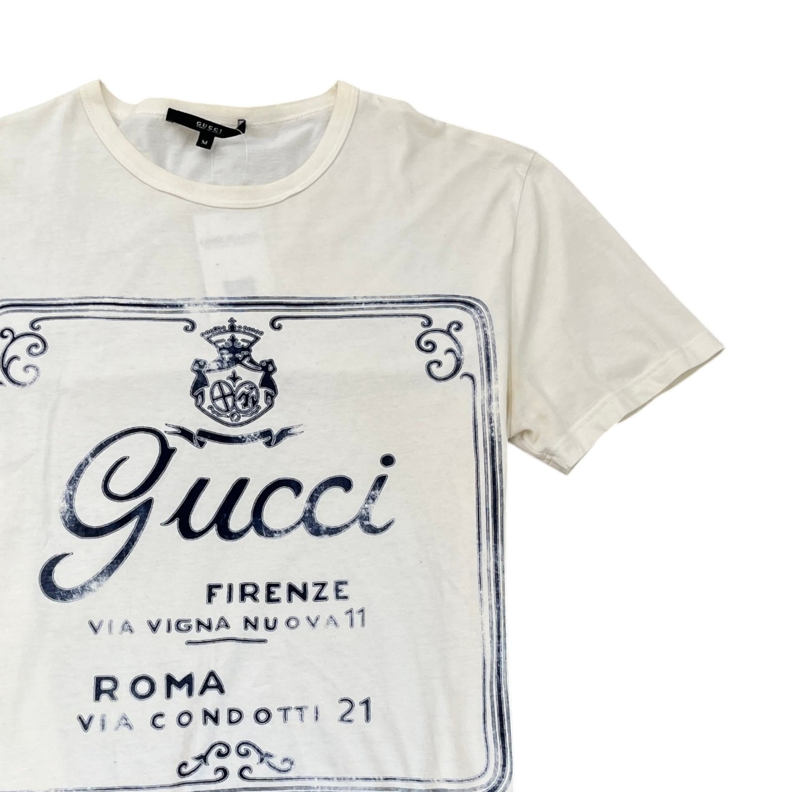 Men's Vintage Style Logo Print T-Shirt Cream Size M - Photo 3