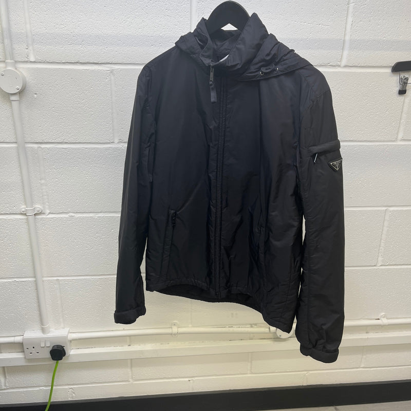 Men's Nylon Triangle Plaque Windbreaker Black Size S
