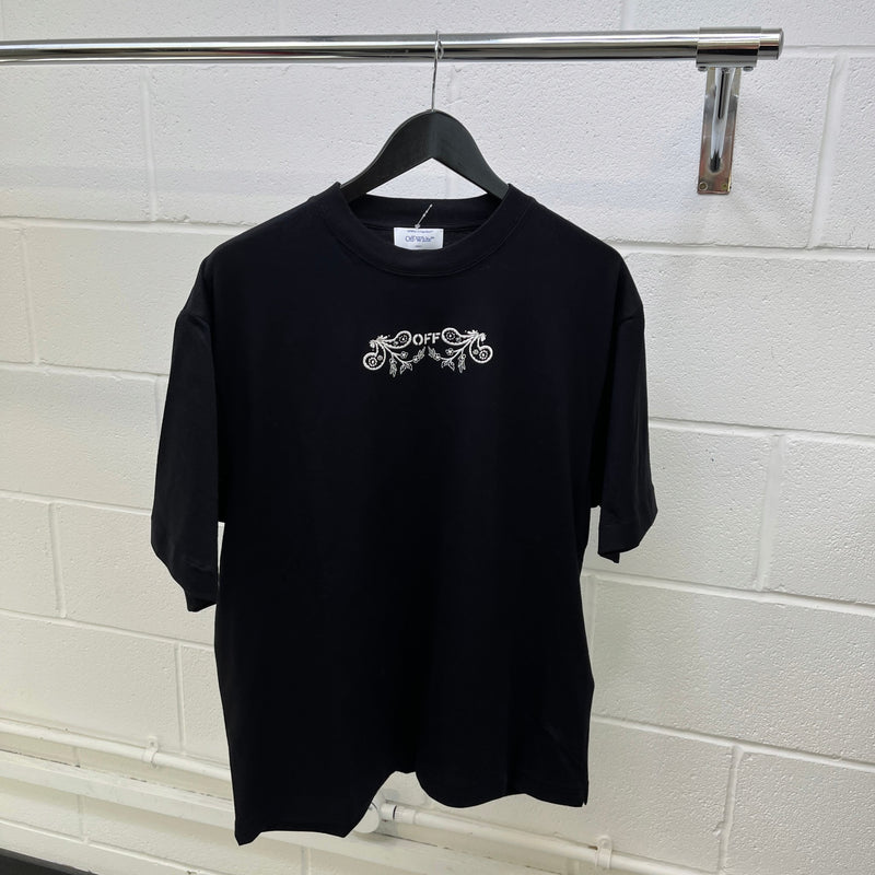 Men's Tattoo Bandana Arrow Embroidery T-Shirt Black Size S