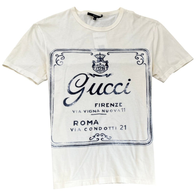Men's Vintage Style Logo Print T-Shirt Cream Size M