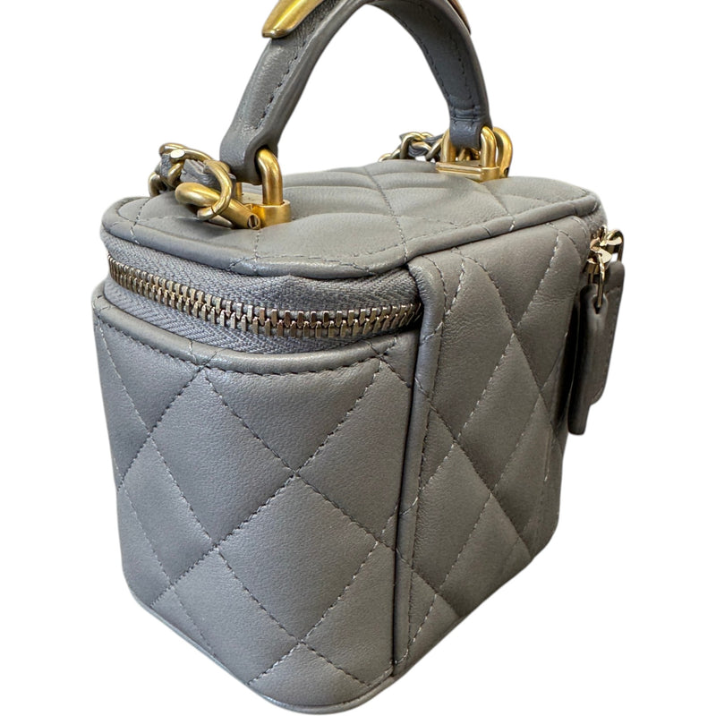 Women's Mini Metal Top Handle Vanity Handbag Grey