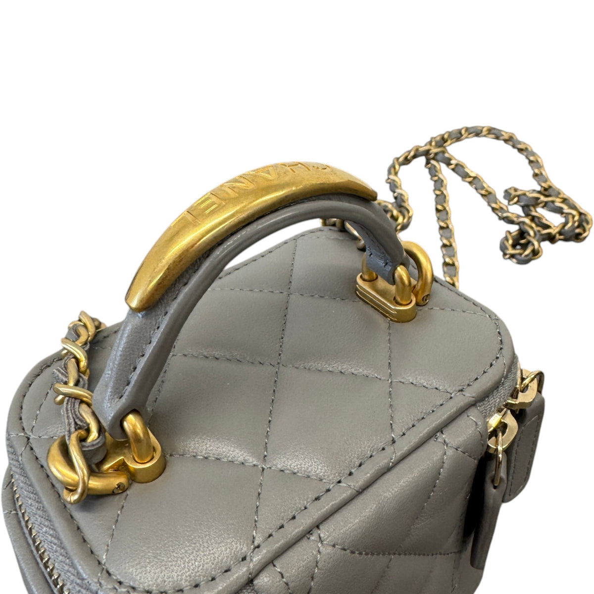 Women's Mini Metal Top Handle Vanity Handbag Grey - Photo 8