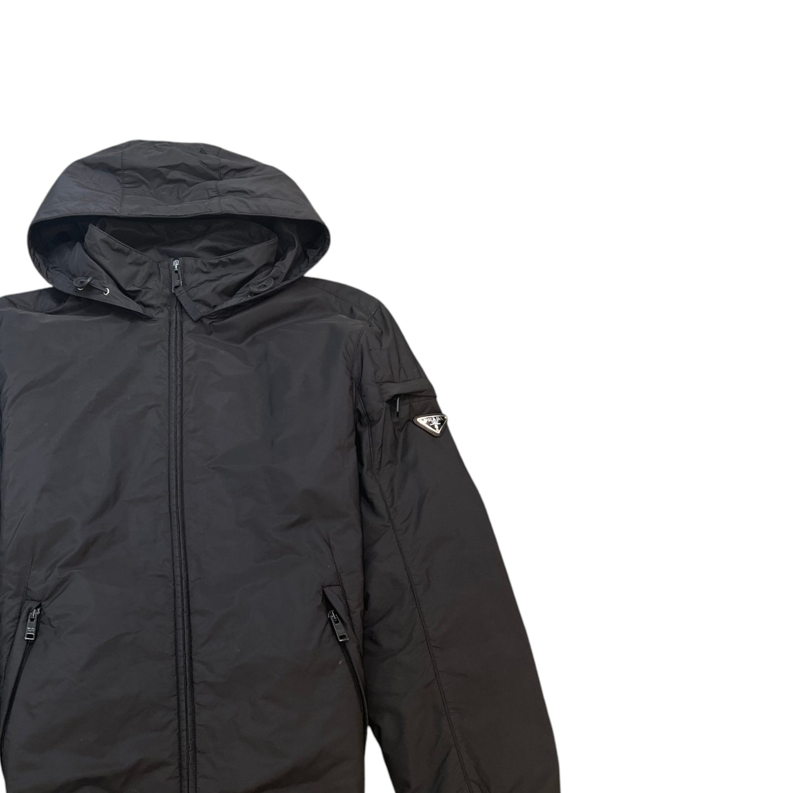 Men's Nylon Triangle Plaque Windbreaker Black Size S - Photo 3