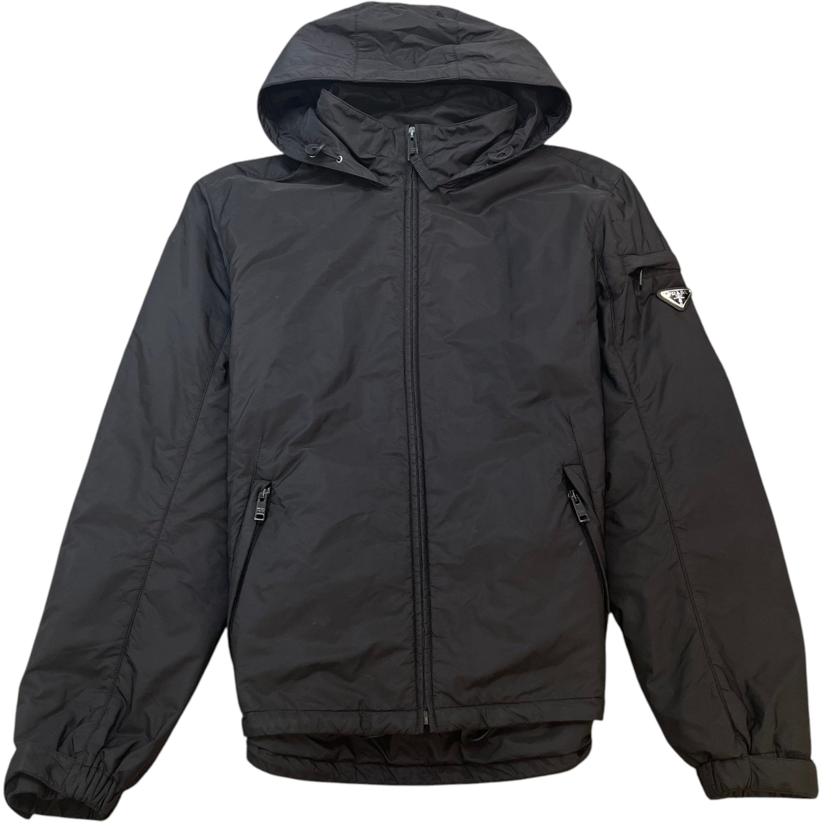 Men's Nylon Triangle Plaque Windbreaker Black Size S - Photo 1